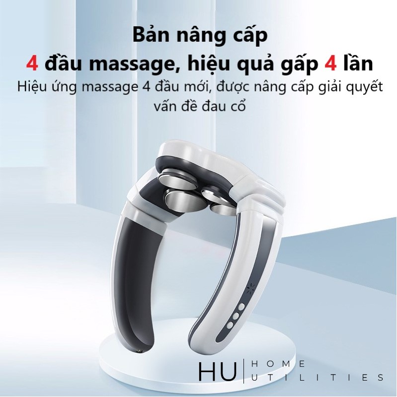 Máy Massage Cổ Vai Gáy 4 Đầu Phiên Bản Nâng Cấp - 6 Chế Độ Mát Xa Khác Nhau, 9 Cường Độ Có Khả Năng Massage Nhiệt - Tặng Kèm Tấm Xung Điện Ngoài