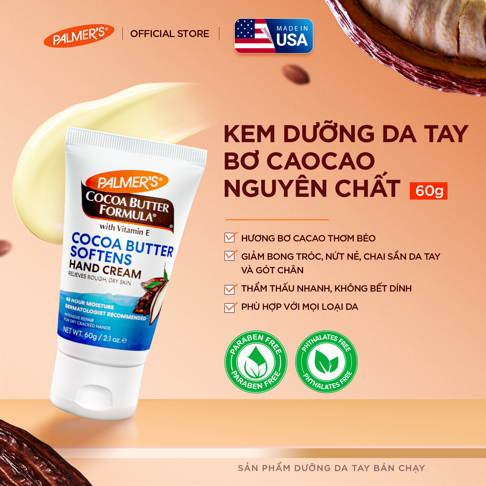Kem dưỡng tay mềm mịn cho da khô Bơ Cacao Palmer's