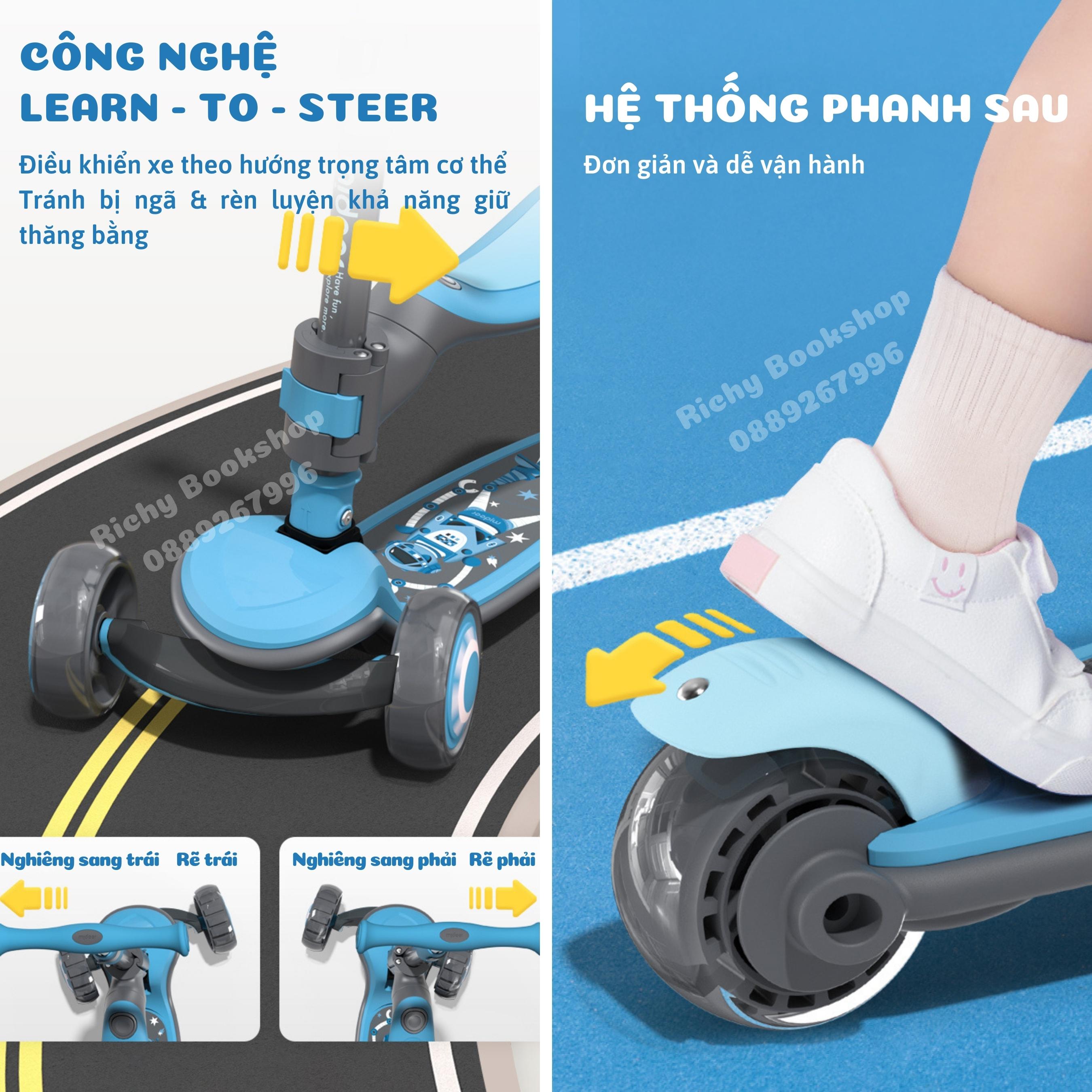 Xe Scooter Mideer Scooter 2 in 1 - Xe Scooter Cao Cấp 3 Bánh Phát Sáng Gấp Gọn