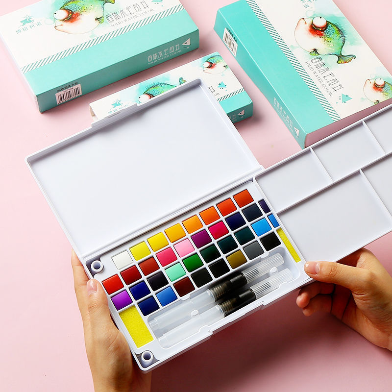 Bộ Màu Nước Solid Water Color Cao Cấp - Tặng Kèm 2 Bút Nước, 2 Mút, 1 Palette - Chuyên Dùng Cho Học Sinh, Sinh Viên, Vẽ Chuyên Nghiệp - Hàng Chính Hãng - VinBuy