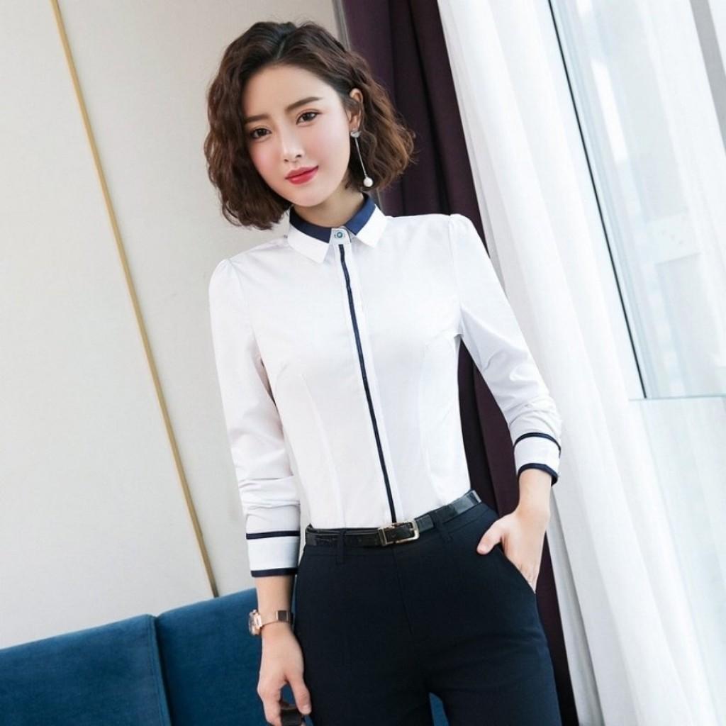 Áo Sơ Mi Nữ Dài Tay Viền Nẹp Hai Tay 02 Thiết Kế Duyên Dáng, Sang Trọng