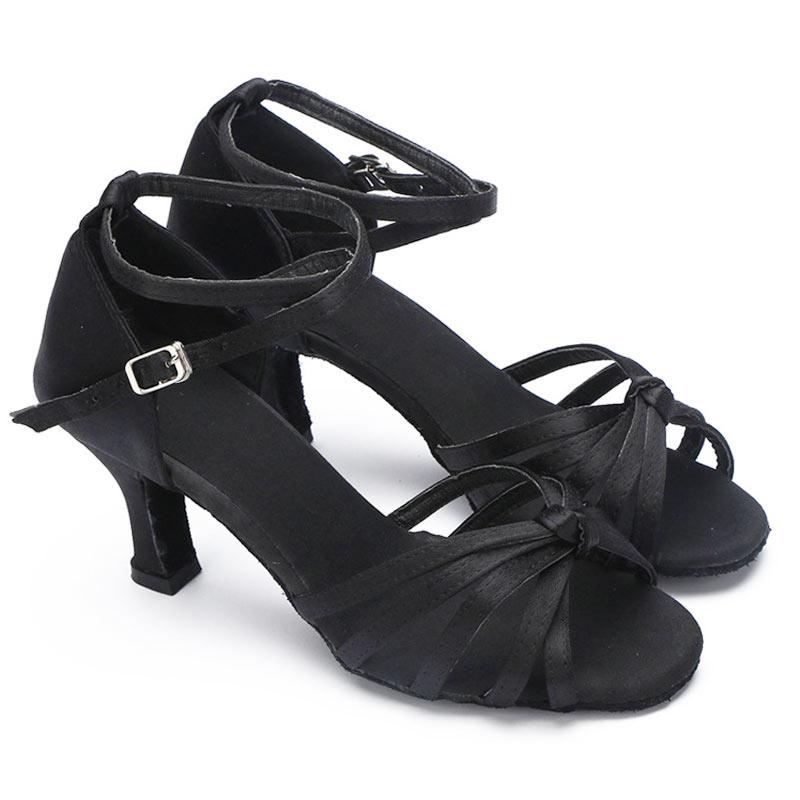 Giày khiêu vũ của phụ nữ salsa giày khiêu vũ Latin cho các cô gái gót chân 5cm 7cm giày chuyên nghiệp mềm mại chuyên nghiệp giày Tango Samba Color: Black 5cm Shoe Size: 5.5
