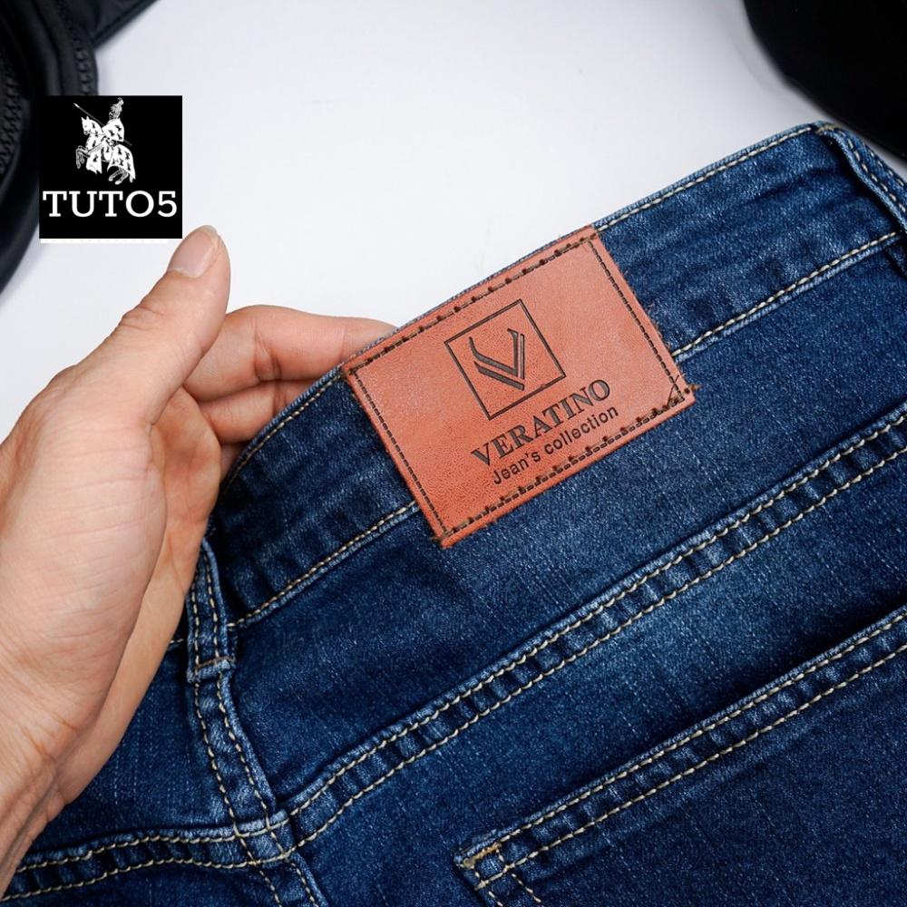 Quần jeans nam TUTO5 Menswear ống đứng Slimfit vải bò xước đẹp cao cấp có co giãn mềm thoải mái màu xanh, đen trơn JT01