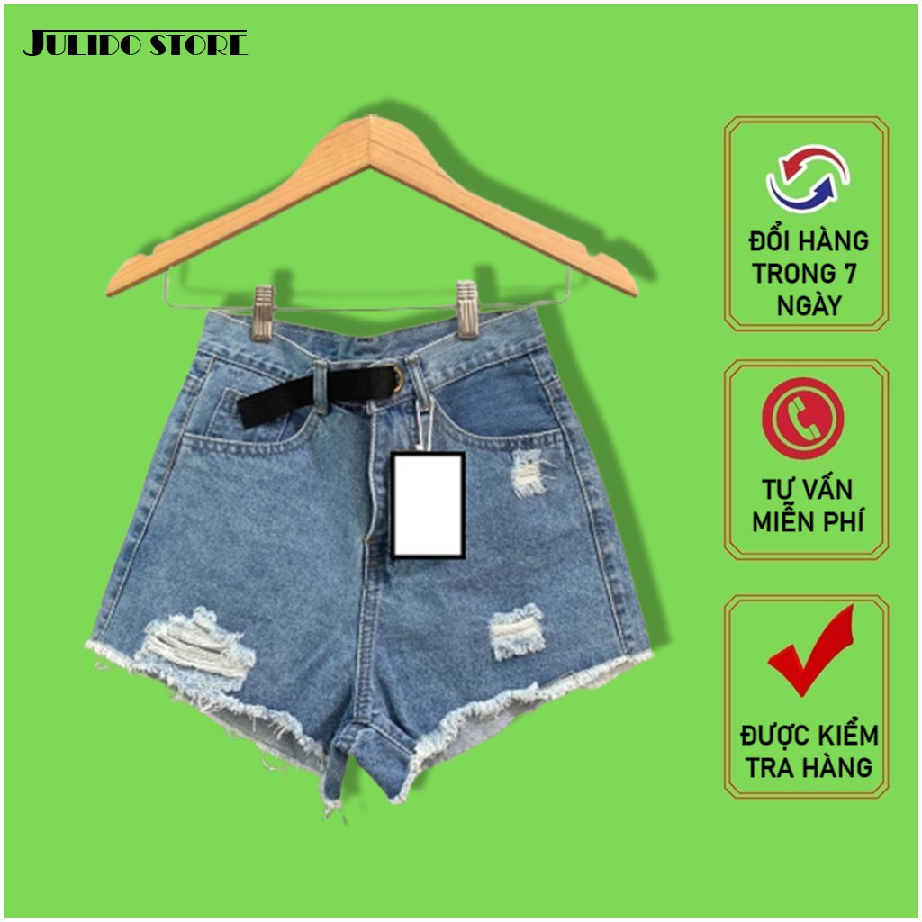 Quần short nữ lưng cao Julido S03 chất jean, một màu, ba kích thước thời trang trẻ trung