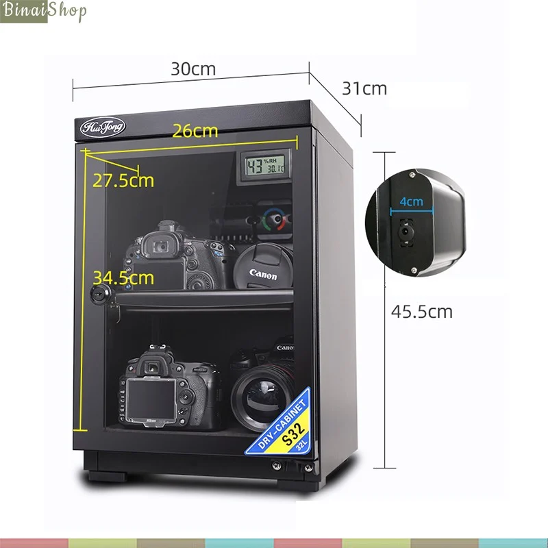 Tủ Chống Ẩm Huitong S-32 (32 Lít), Màn Hình LCD, Điều Chỉnh Cơ