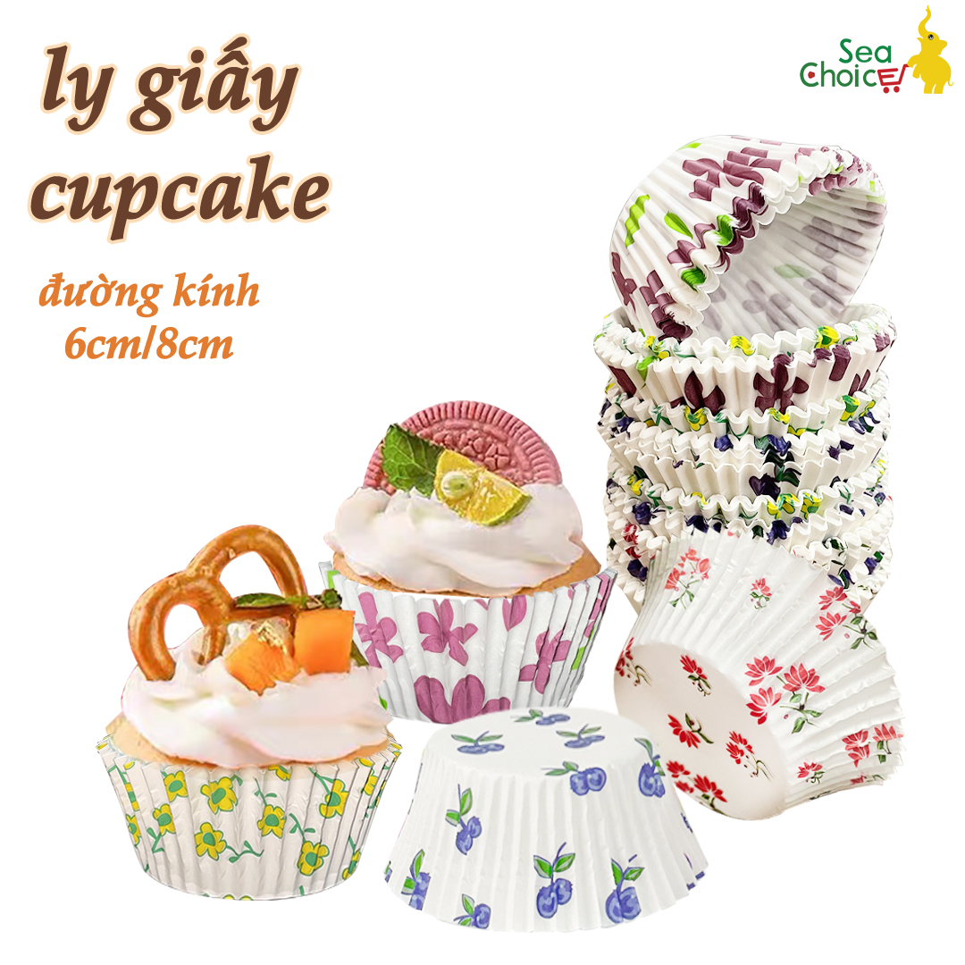 Cốc Giấy Làm Bánh Cupcake Sea Choice đựng bánh nướng giấy dầu nhiệt độ cao ngăn đựng giấy lót cốc bánh nướng xốp cốc