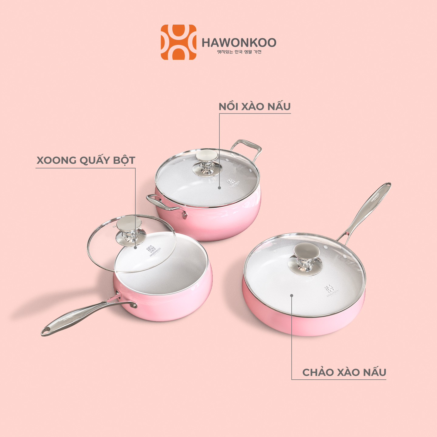 Bộ nồi Hawonkoo CWH-070 Hàng Chính Hãng Bảo Hành 12 Tháng - Thương Hiệu Hàn Quốc