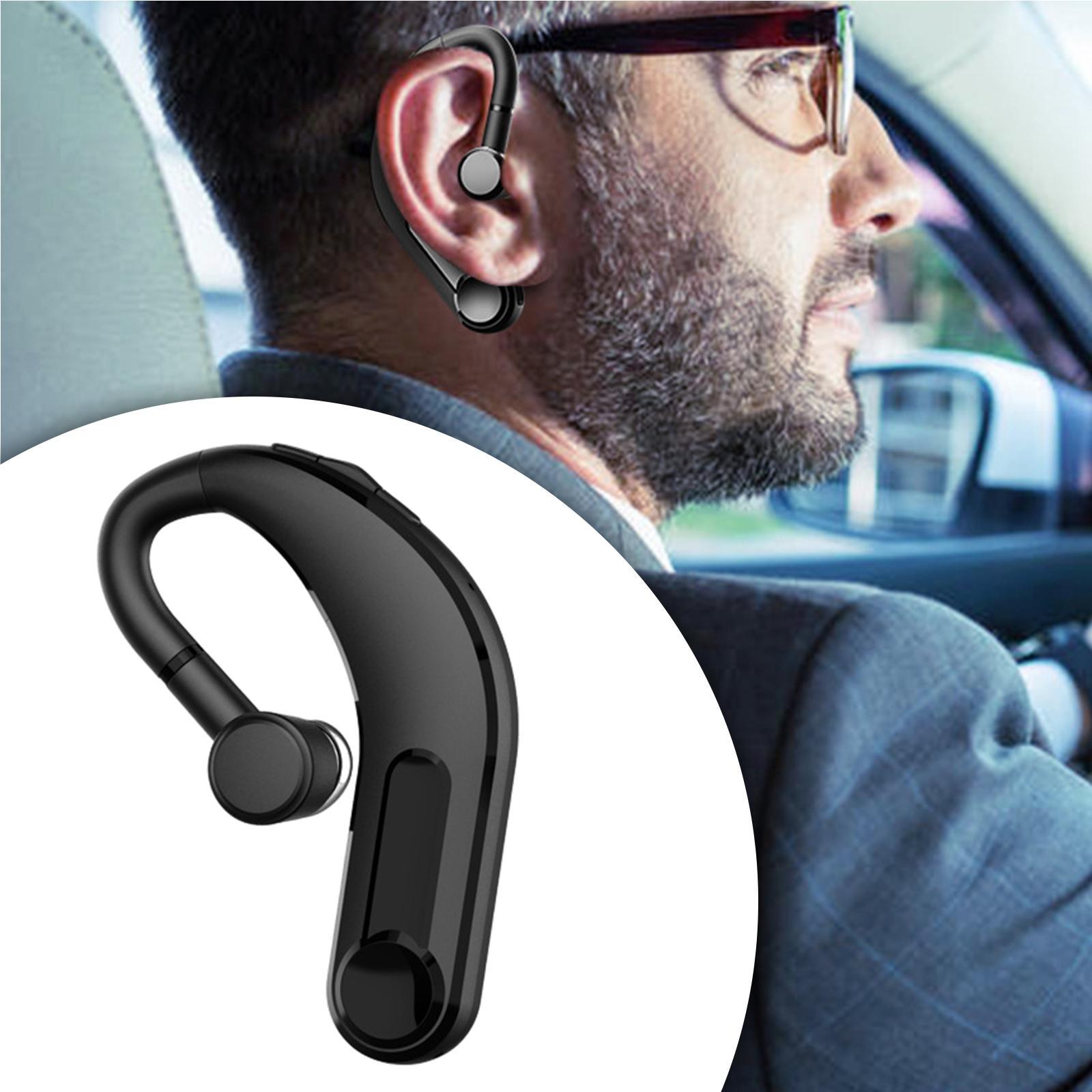 Bluetooth Wireless Single Ear Earpiece Business Trucker Driving Music Black