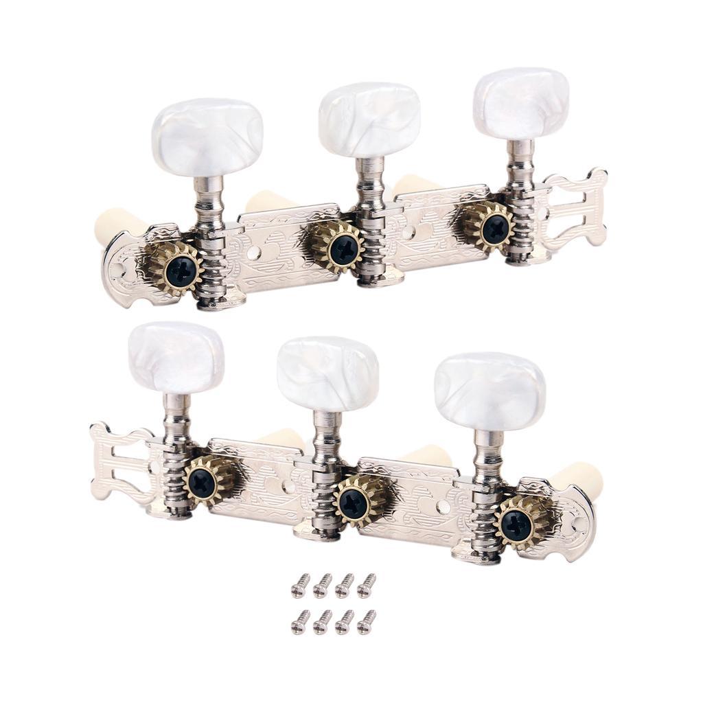 Classical Guitar Tuner Tuning Keys Pegs Machine Heads Complete Set Chrome