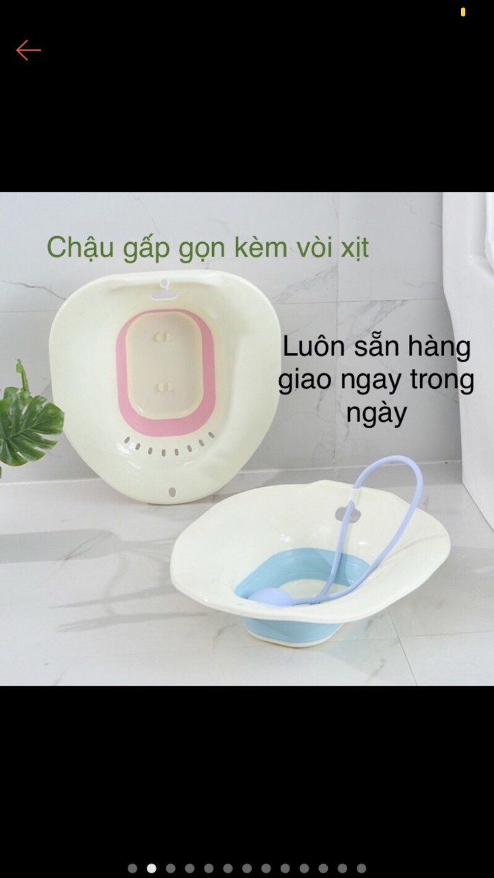 Chậu Xông Hơi Vùng Kín Phụ nữ Sau Sinh / Gấp Gọn Gắn bồn cầu Tiện Lợi kèm Vòi xịt / Bô xông hơ phụ khoa sản phụ