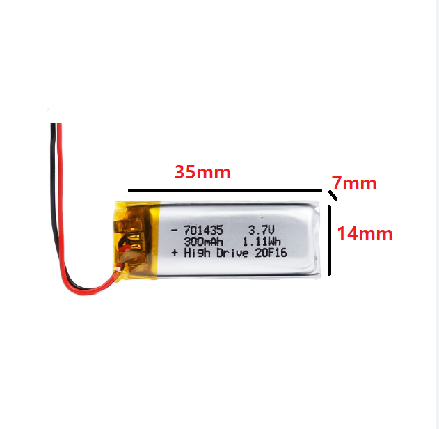 Pin sạc Lithium LiPo 1s 3.7V 300mah 701435 Cho tai nghe,loa Mp3 MP4 MP5 GPS PSP Bluetooth Mới 100%