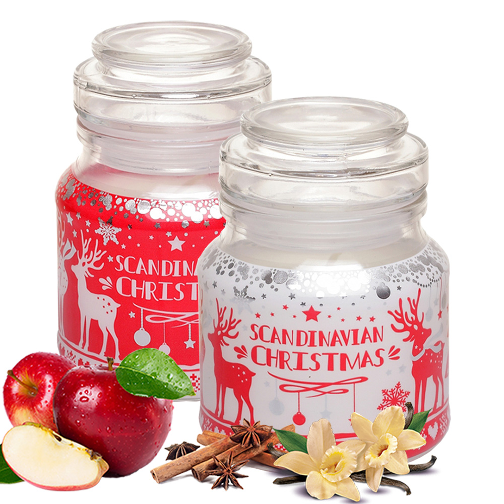 Combo 2 hũ nến thơm tinh dầu Bartek Scandinavian Christmas 130g - gừng, táo, quế, nến trang trí, thơm phòng, thư giãn, Hỗ trợ khử mùi
