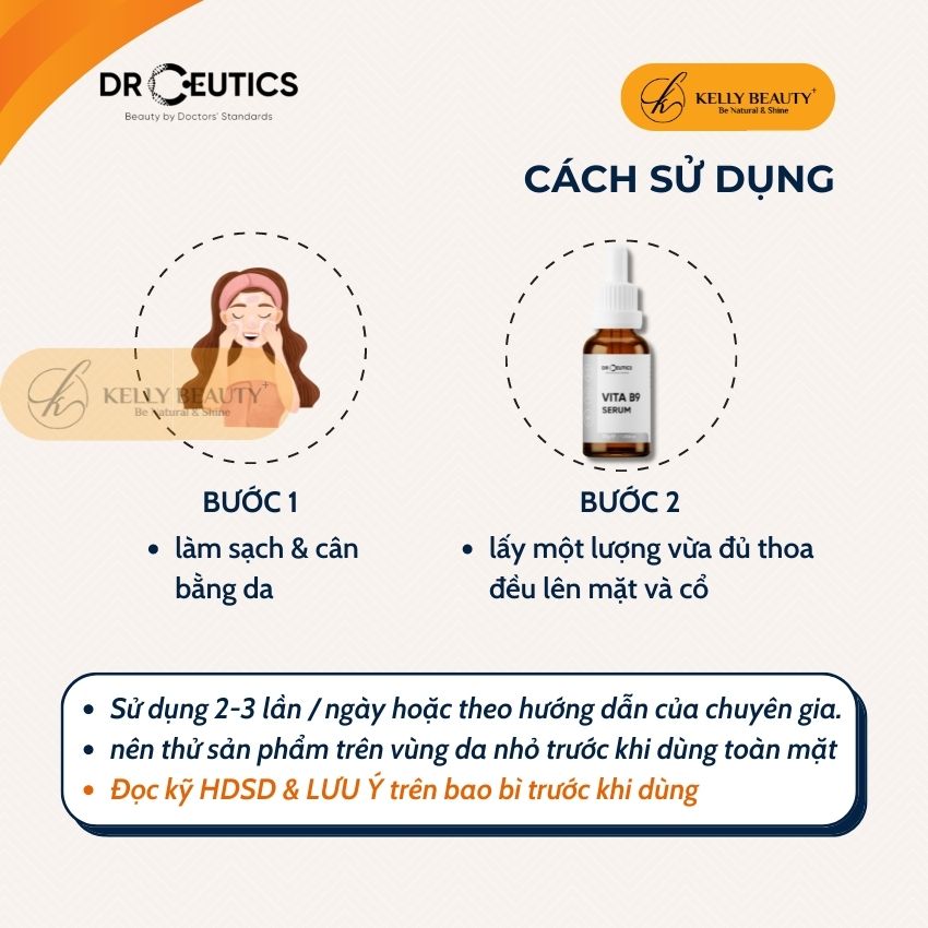 Serum Vitamin B9 DrCeutics - Giúp Làm Dịu, Phục Hồi, Săn Chắc Da; Cải Thiện Làn Da Nhạy Cảm | Kelly Beauty