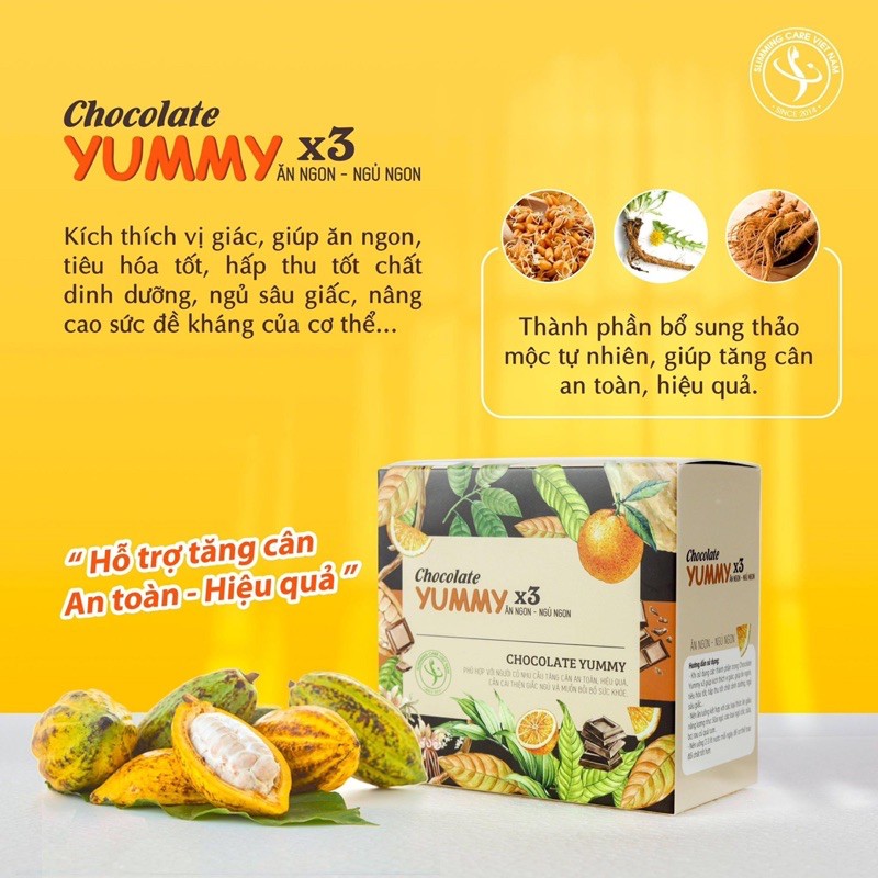 Socola hỗ trợ tăng cân Slimming Care Yummy X3 cho nam và nữ hỗ trợ t.ăng c.â.n