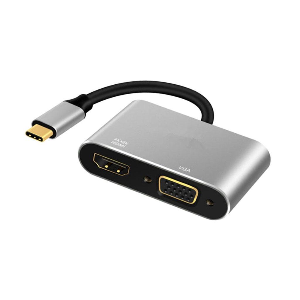 2in1 USB Type C Hub 4K HDMI & VGA Port Display Adapter Splitter