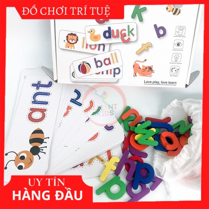 Bộ trò chơi ghép chữ cái bằng gỗ giúp bé học đánh vần tiếng anh