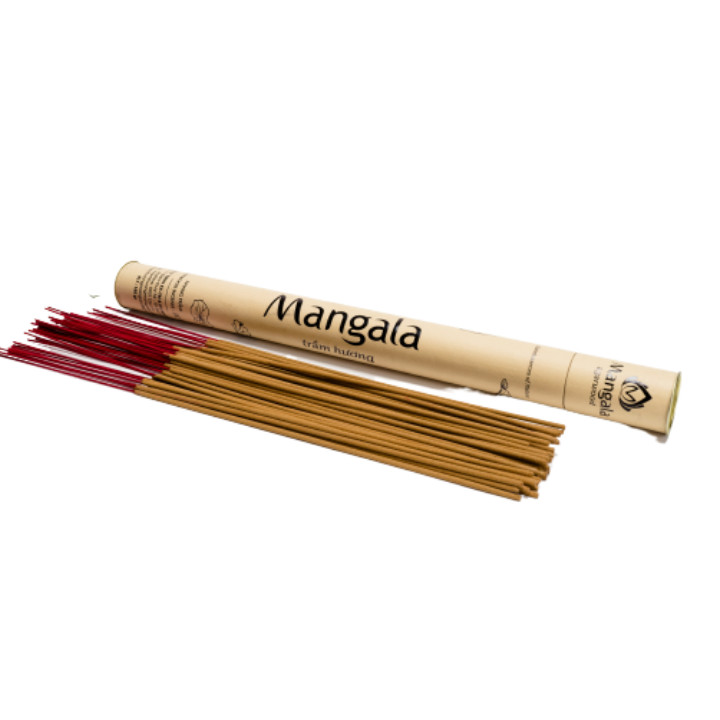 Nhang Trầm Hương Cao Cấp MANGALA 38cm| Ống Trắng Nhỏ_150gr_100 Nén Nhang Trầm Hương Nguyên Liệu Rừng Núi Việt Nam