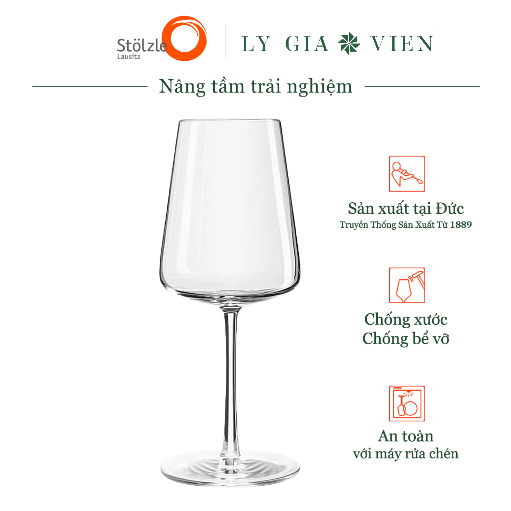 Ly Pha Lê Stoelzle Power White Wine Glass 402ml - Thiết Kế Dành Riêng Cho Các Loại Vang Đỏ Và Vang Trắng Có Nồng Độ Mạnh