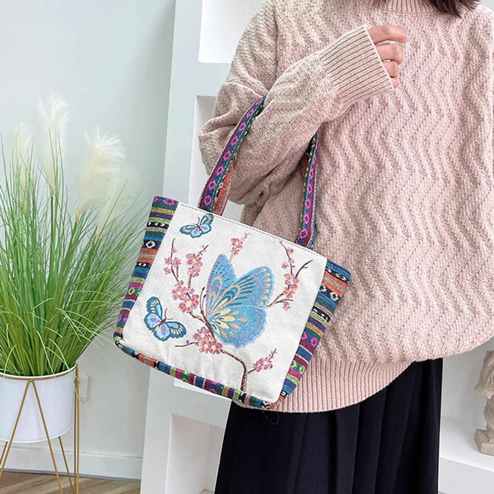 Womens Embroidery Shoulder Bag Fashion Lady Casual Travel Bag Pouch for Work Party
