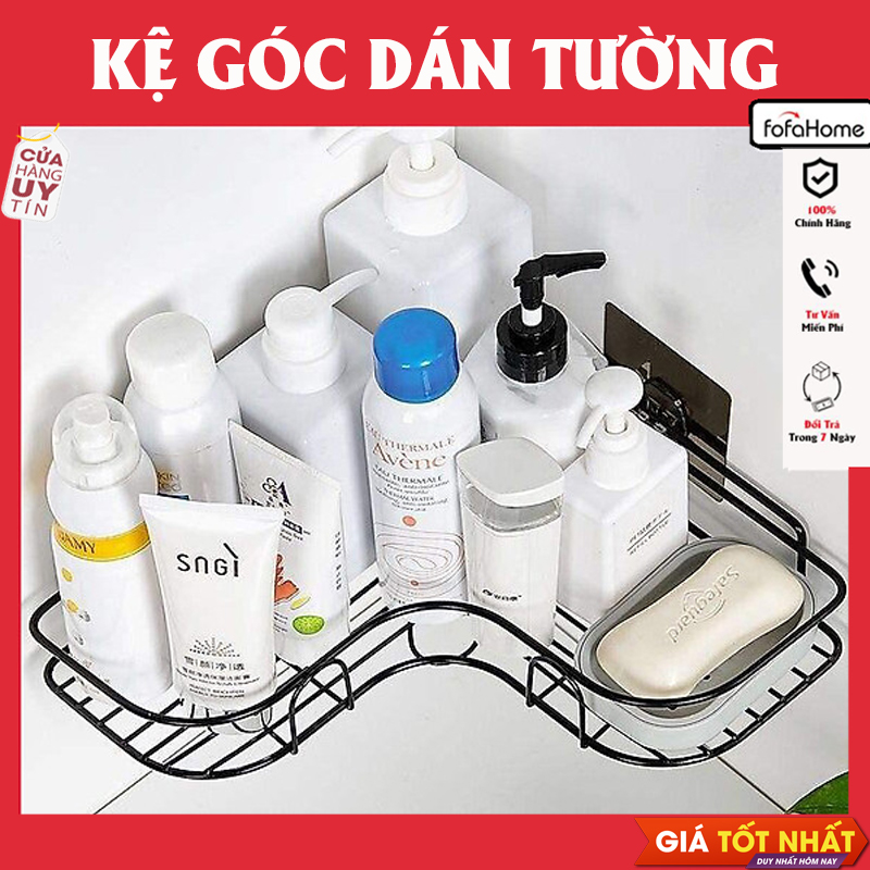 Kệ Góc Đa Năng Dán Tường, Kệ Dán 1 Tầng Sơn Đen Tĩnh Điện