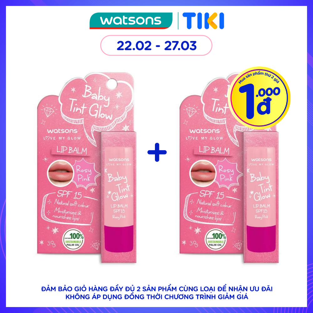 Son Dưỡng Có Màu Watsons Baby Tint Glow Rosy Pink SPF15 3.9g