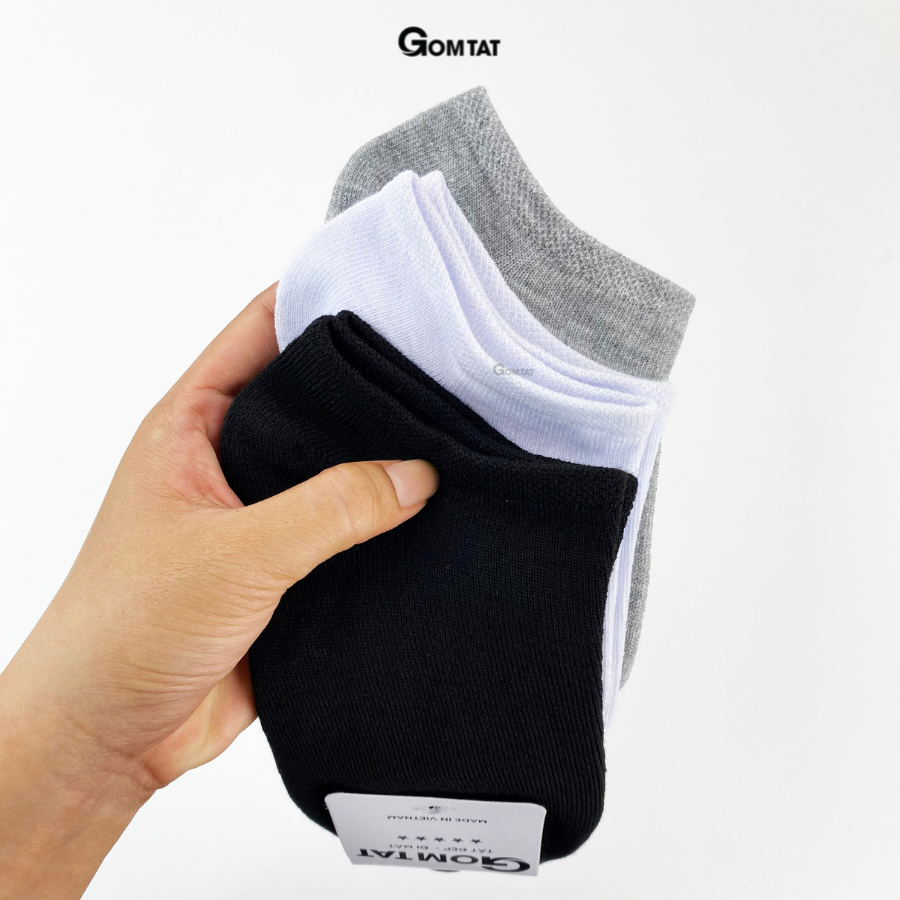 Tất Trơn Cổ Ngắn Nam Nữ GOMTAT, Vớ Cổ Ngắn Unisex Trơn Màu Vải Cotton Chuẩn Xuất Nhật - TRONNGAN-VNXK