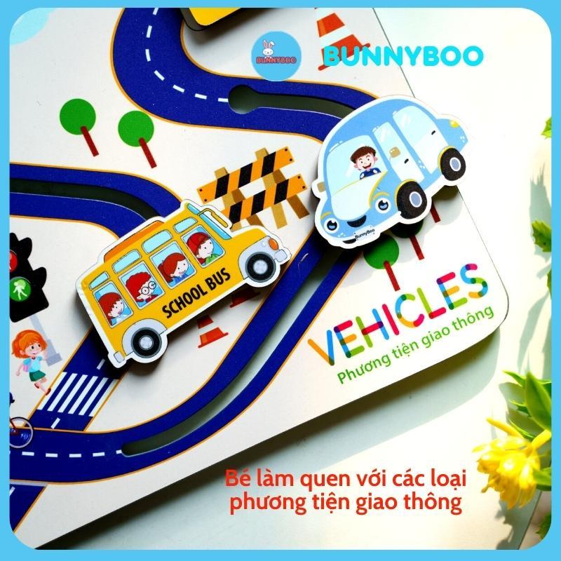 Busy board đồ chơi xếp hình Motessori Phương tiện giao thông