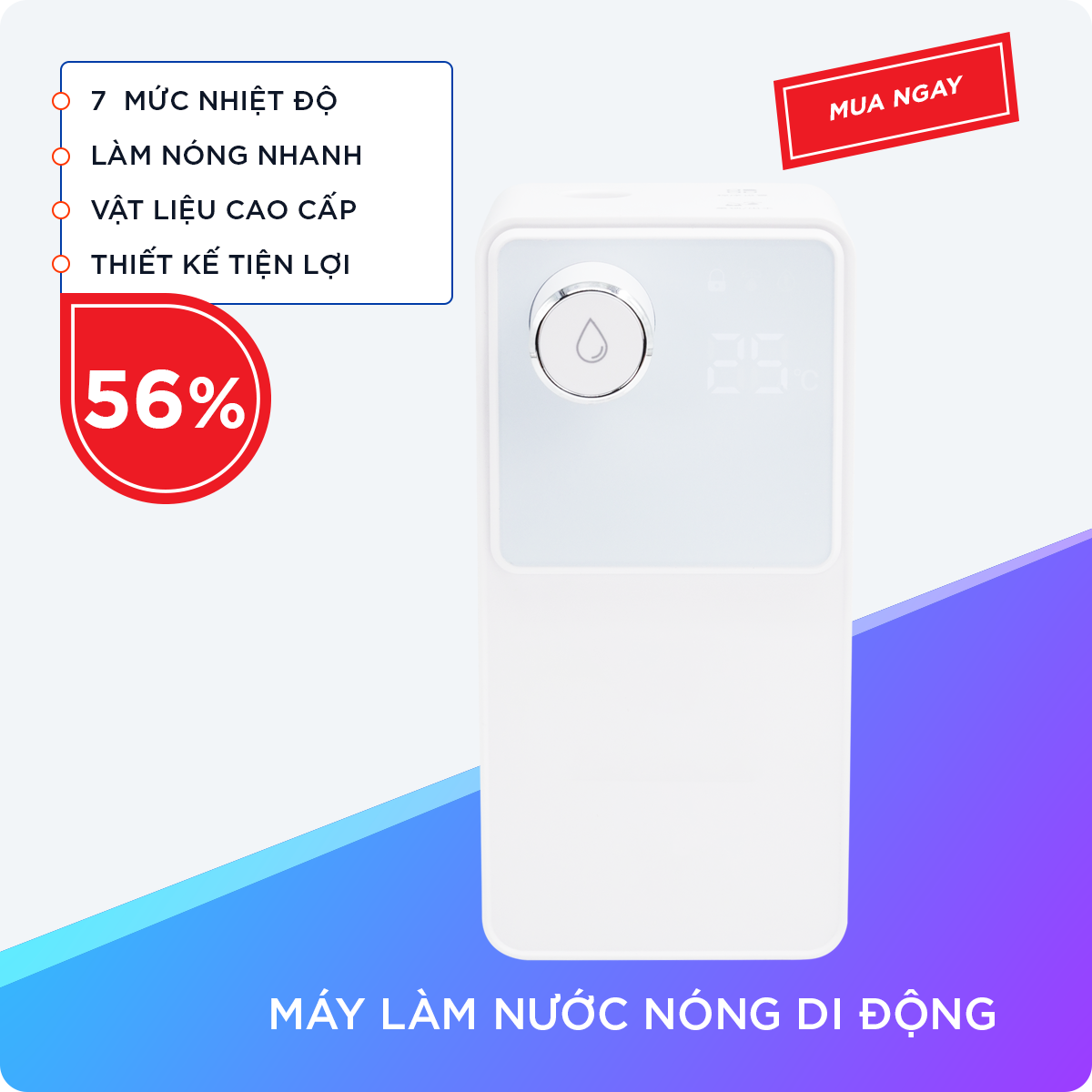 Máy Làm Nước Nóng Lạnh Thông Minh, Nhanh Chóng Chỉ Trong 3 Giây Với 7 Mức Nhiệt Độ Tiện Lợi