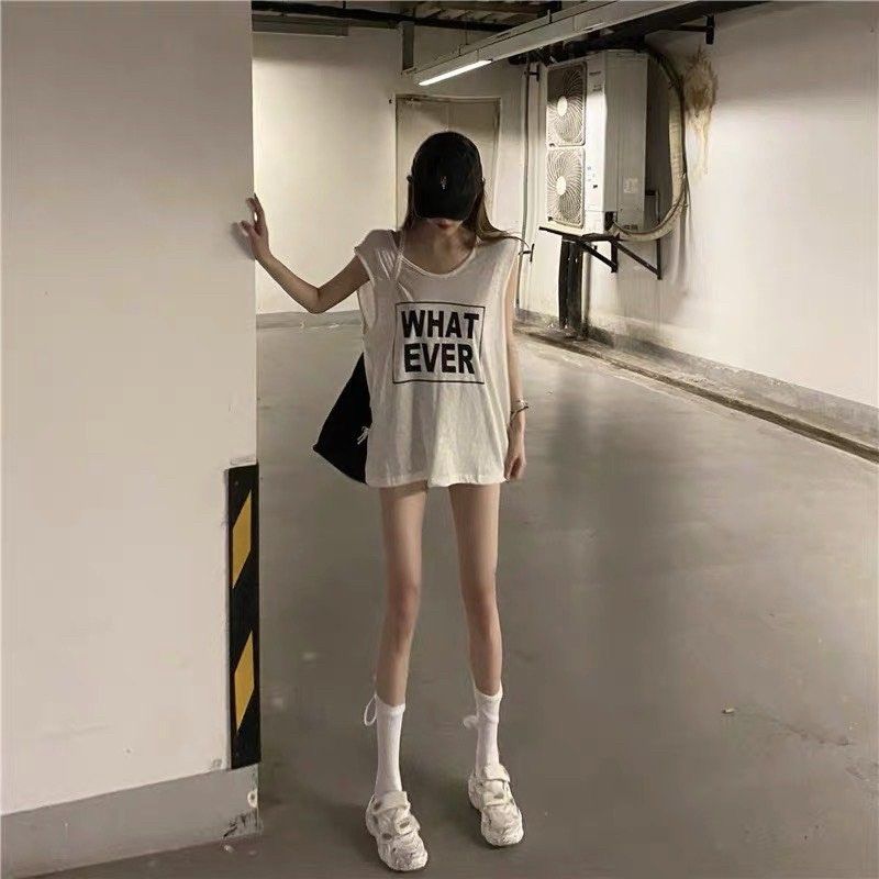 Áo thun sát nách in chữ  WHATEVER cho nữ ATN764
