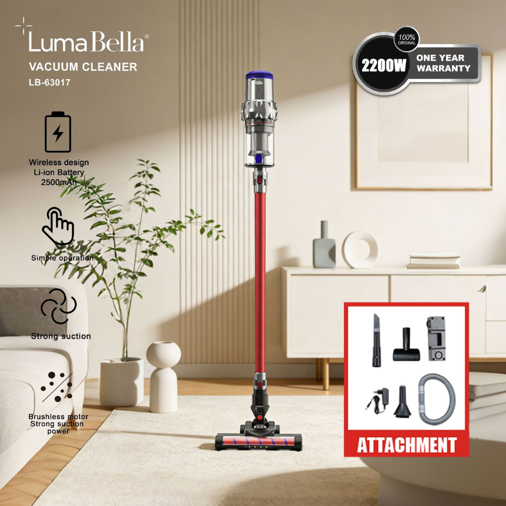 Máy hút bụi cầm tay Lumabella LB-63017 LOẠI SẠC PIN nhiều đầu hút, lõi lọc hepa lọc bụi mịn, dễ dàng vệ sinh - DELIYA HÀNG CHÍNH HÃNG