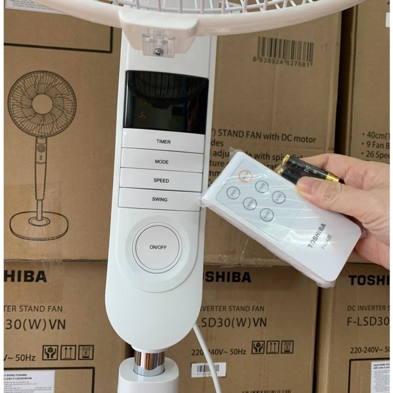 Quạt Cây Toshiba F-LSA20(H-W)VN, 5 Cánh Công Suất 60W - Điều Khiển Remote, Động Cơ Êm Ái, Hàng Chính Hãng