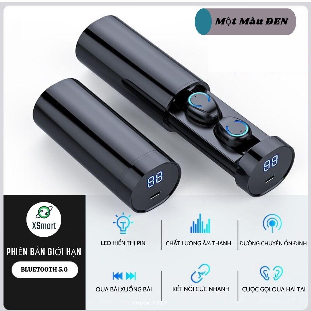 Tai nghe bluetooth không dây XSmart mini F96 New Pro Bass 2021, cảm ứng vân tay, nghe nhạc chơi game thể thao cho điện thoại - Hàng Chính Hãng