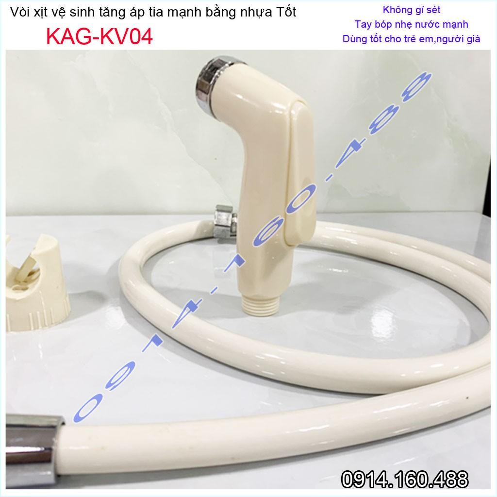 Vòi xịt bồn cầu KAG-KV04 màu kem, vòi xịt rửa ấn tay nhà tắm, vòi xịt vệ sinh tia nước mạnh siêu sạch sử dụng tốt