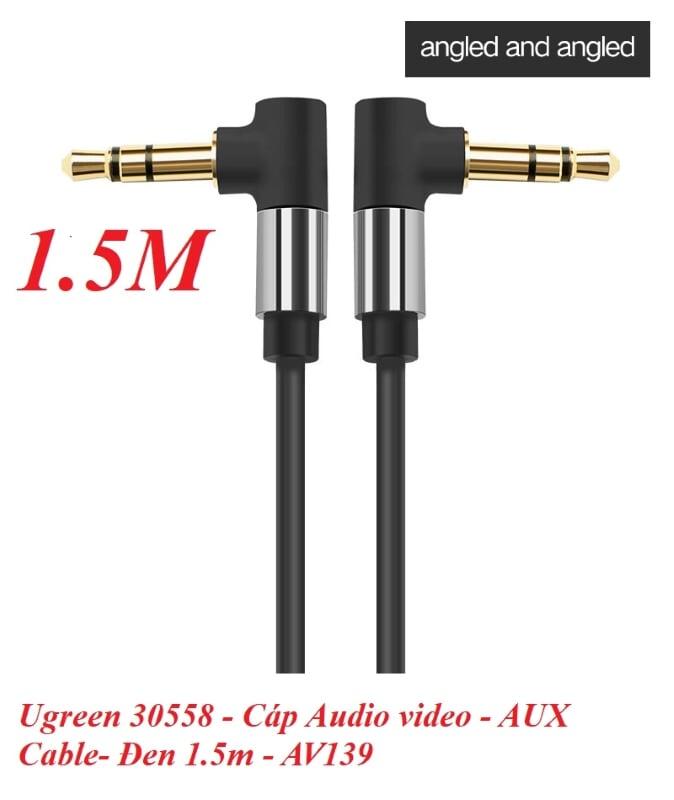 Ugreen UG30558AV139TK 1.5M màu Đen Cáp âm thanh 2 đầu 3.5mm dương 2 đầu vuông góc mạ vàng - HÀNG CHÍNH HÃNG