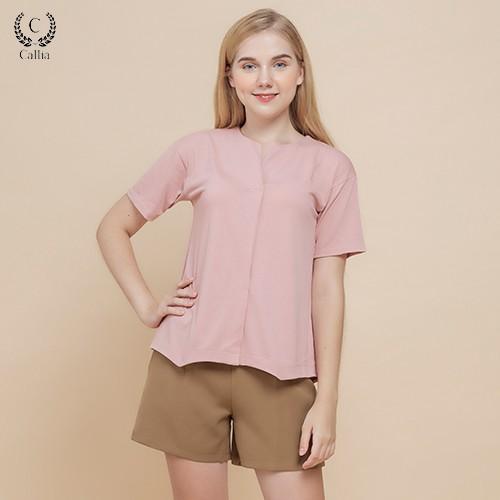 Áo thun nữ Callia cổ v đắp Hami