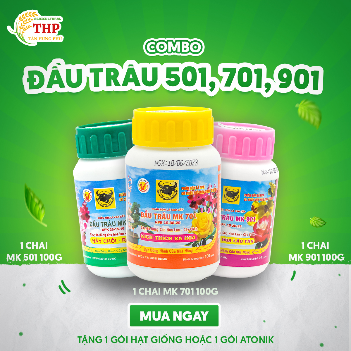 [MUA 1 TẶNG 1] COMBO Đầu Trâu 501,701,901 (100g) | CHUYÊN HOA | COMBO CHĂM SÓC CÂY