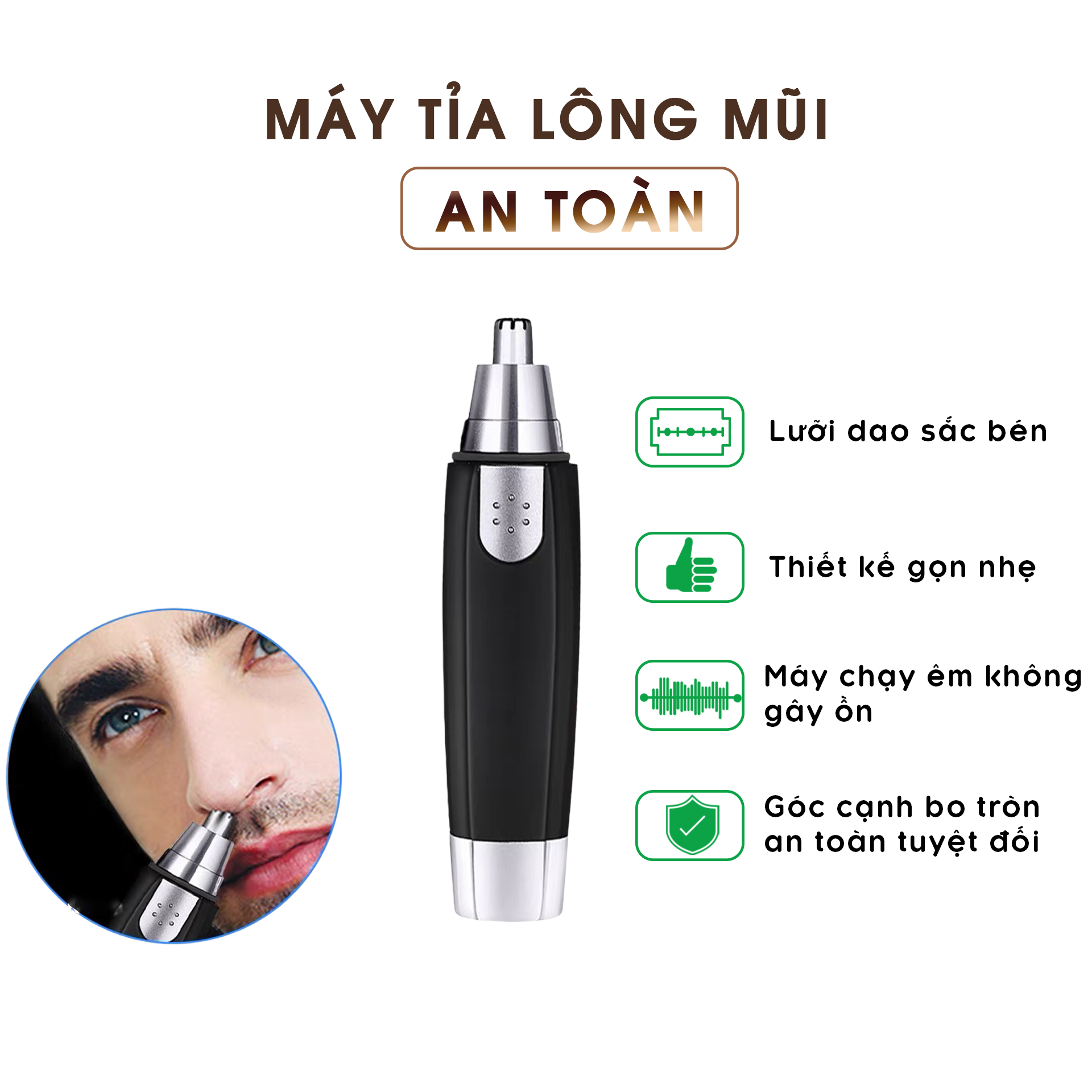 Máy Tỉa Lông Mũi Bằng Điện Tiện Dụng Có Lồng Bảo Vệ An Toàn