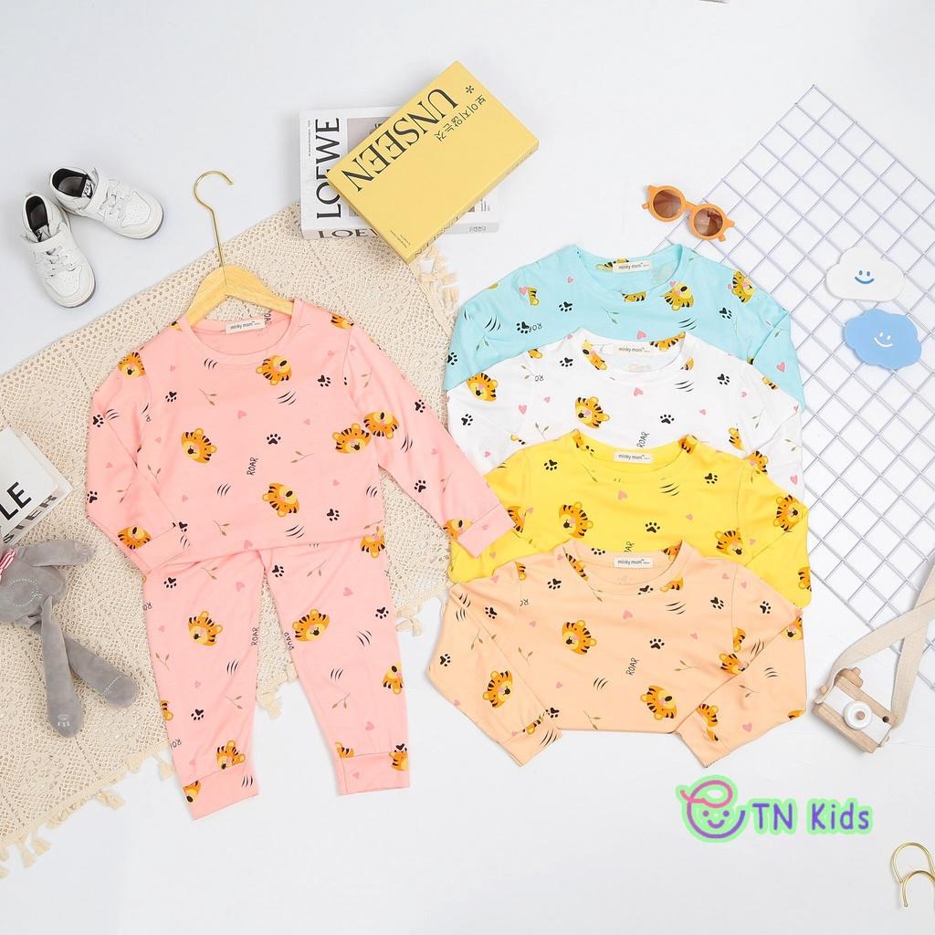 Bộ dài tay thun lạnh in Hổ Minky Mom mềm mịn mát cho bé trai bé gái từ 7-26kg - HÀNG LOẠI 1