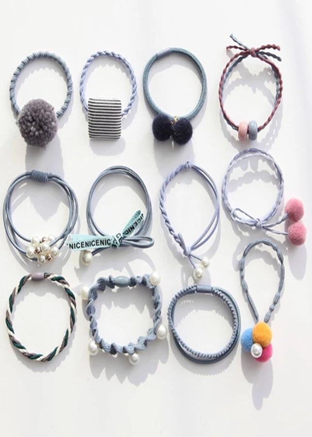 Bộ 12 dây cột tóc nhiều màu siêu dễ thương