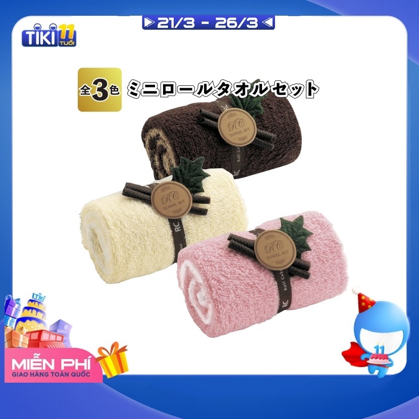 Set 02 khăn cuộn cotton loại nhỏ - Nội địa Nhật Bản - Giao màu ngẫu nhiên