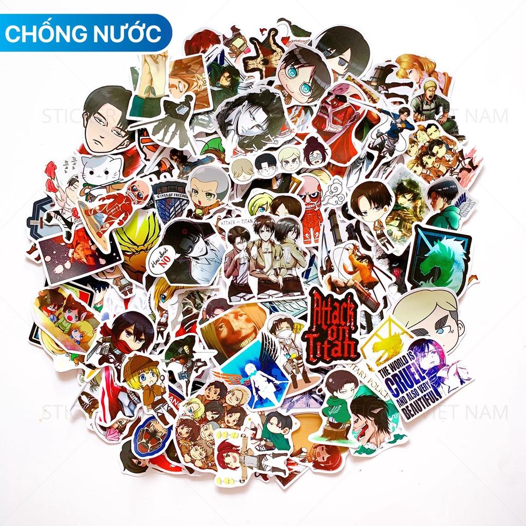 Sticker in hình ATTACK on TITAN - Dán Trang Trí - Chất Liệu PVC Cán Màng Chất Lượng Cao Chống Nước, Chống Nắng, Không Bong Tróc Phai Màu - Kích thước 4-8cm