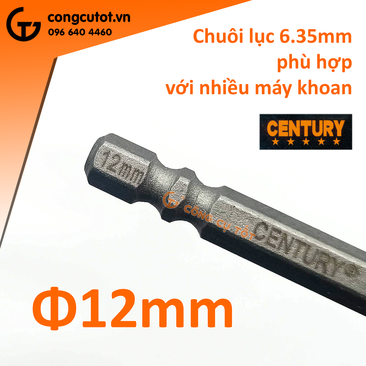 Mũi khoan đa năng chuôi lục Century thép YG6 chống hao mòn 12mm