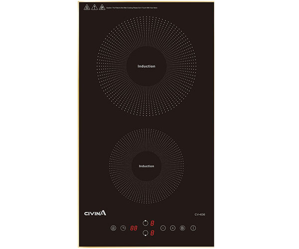 Bếp Điện Từ Domino 2 Vùng Nấu CivinA CV-636 Điều Khiển Cảm Ứng, 9 Mức Công Suất, Mặt Kính Ceramic, Công Suất Đạt 3500W - Hàng Chính Hãng