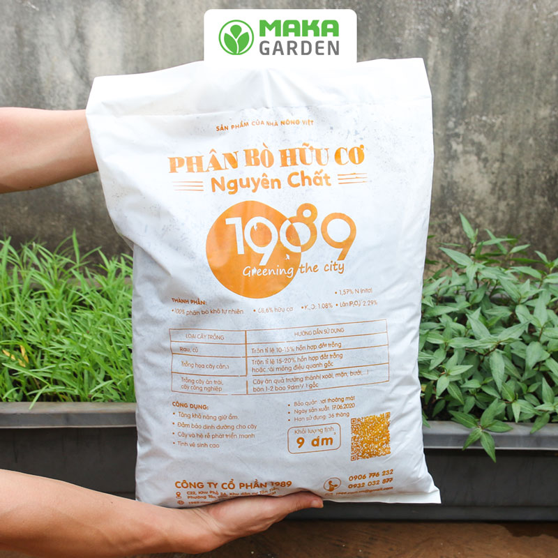 Phân Bò Hữu Cơ 1989 9dm3 - 100% Organic - Phân Bón Sạch, Ủ Hoai