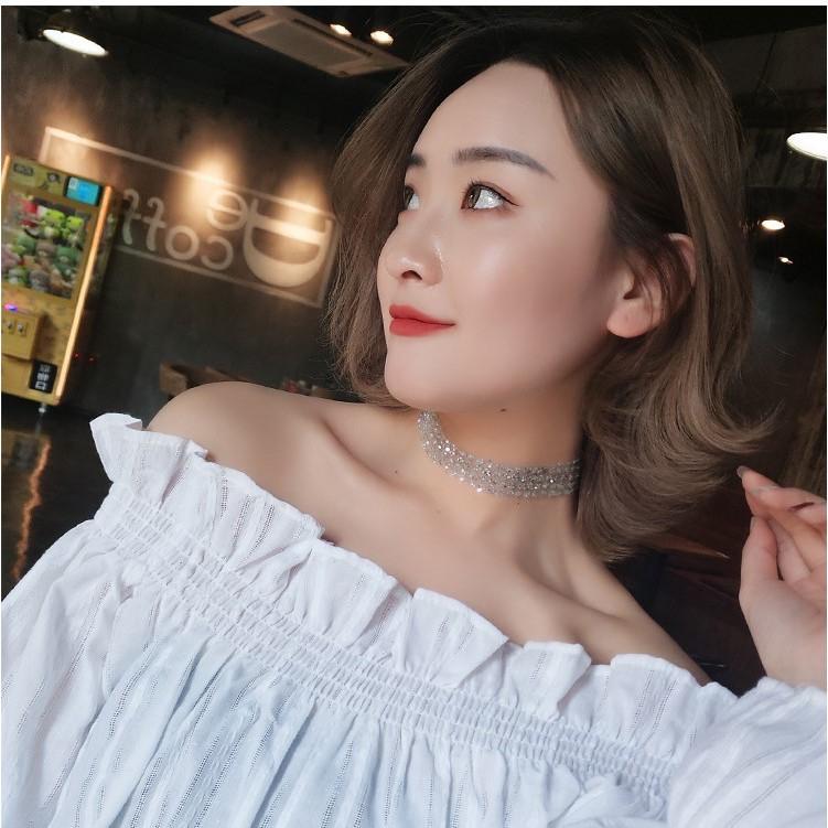 Vòng Cổ Choker Đính Kim Sa Lấp Lánh Phong Cách Hàn Quốc Mainia Shop