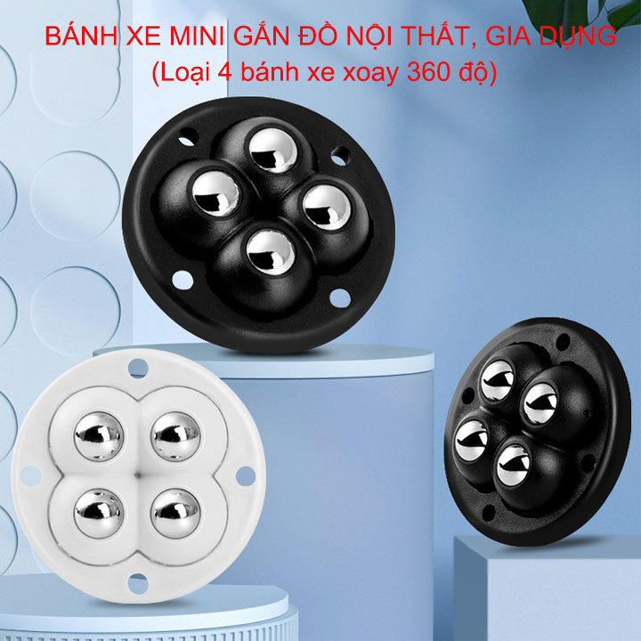 Bộ 4 bánh xe mini 4 gắn đồ vật, đồ nội thất đa năng giúp dễ dàng di chuyển