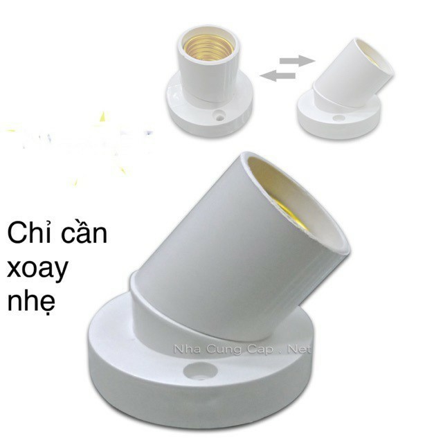 COMBO 2 BỘ ĐUÔI ĐÈN E27 BẮT TƯỜNG 2 CHẾ ĐỘ XOAY CHUYỂN DỄ DÀNG