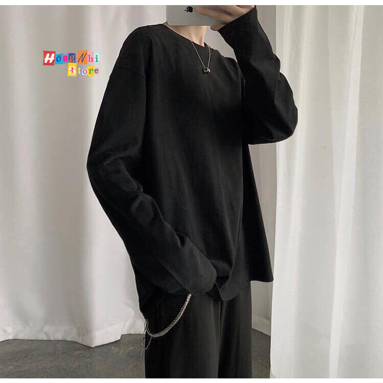 Hình ảnh Áo Thun Tay Dài Trơn Dáng Rộng Màu Đen Long Tee Black Unisex - MM