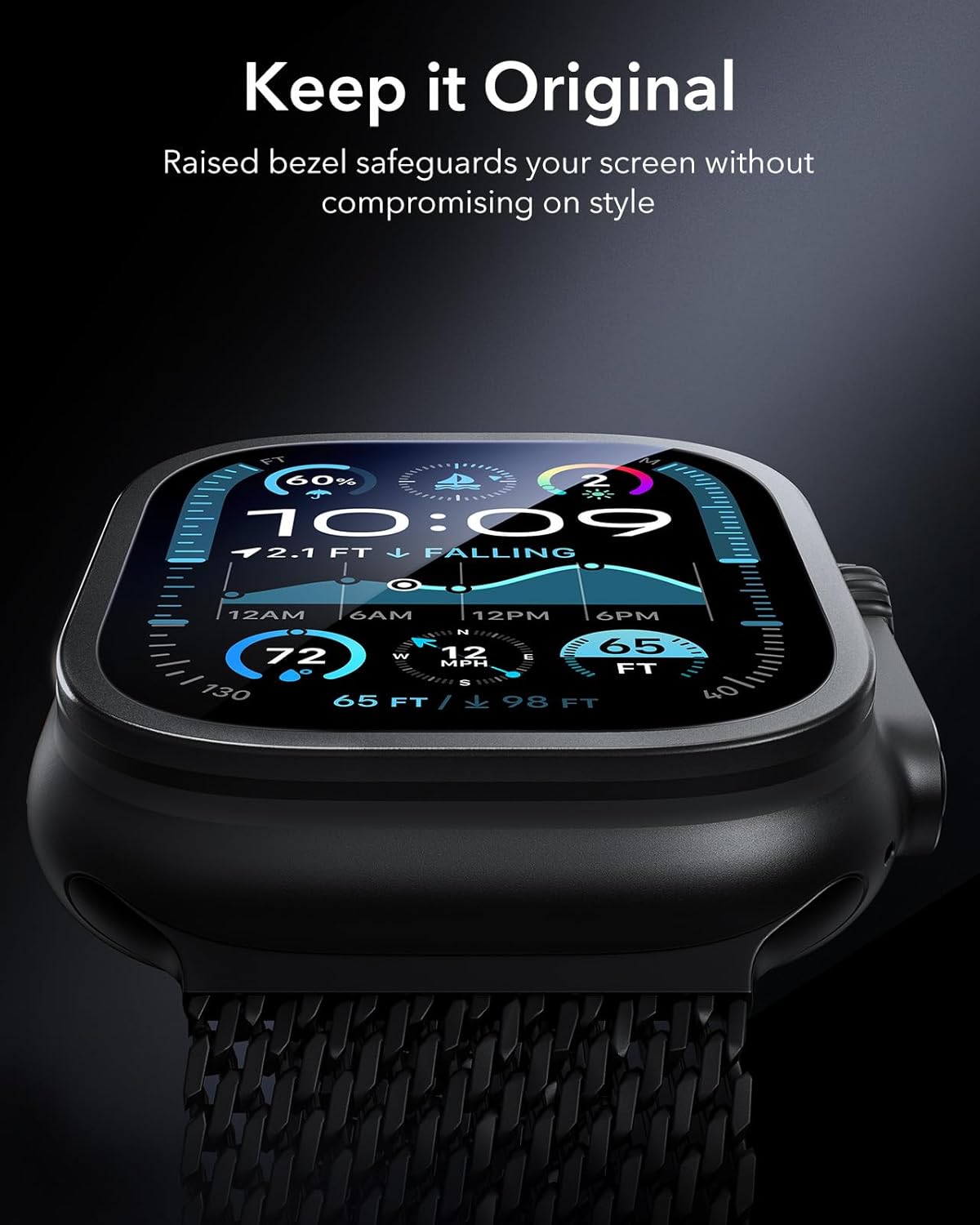 Kính Cường Lực Viền Kim Loại cho Apple Watch Ultra 3 49mm ESR Armorite Screen Protector – Hàng Chính Hãng
