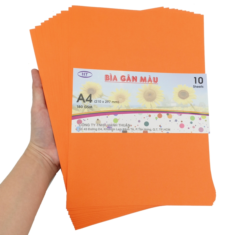 Bìa Gân A4 HT 180gsm - Cam Đậm